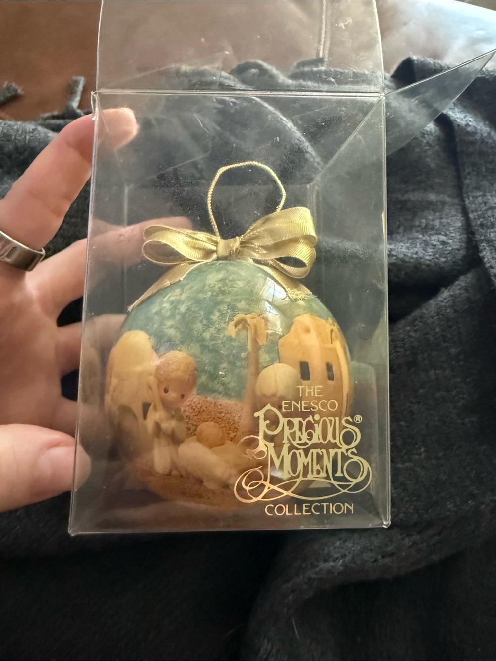 Precious Moments Gold & Teal Holiday Ornament